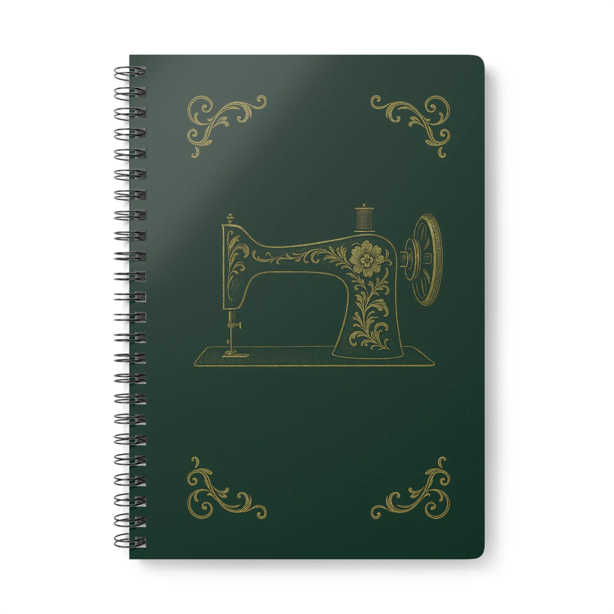 Classic Green and Gold Vintage Sewing Machine – Vintage Sewing Notebook by T Larkin