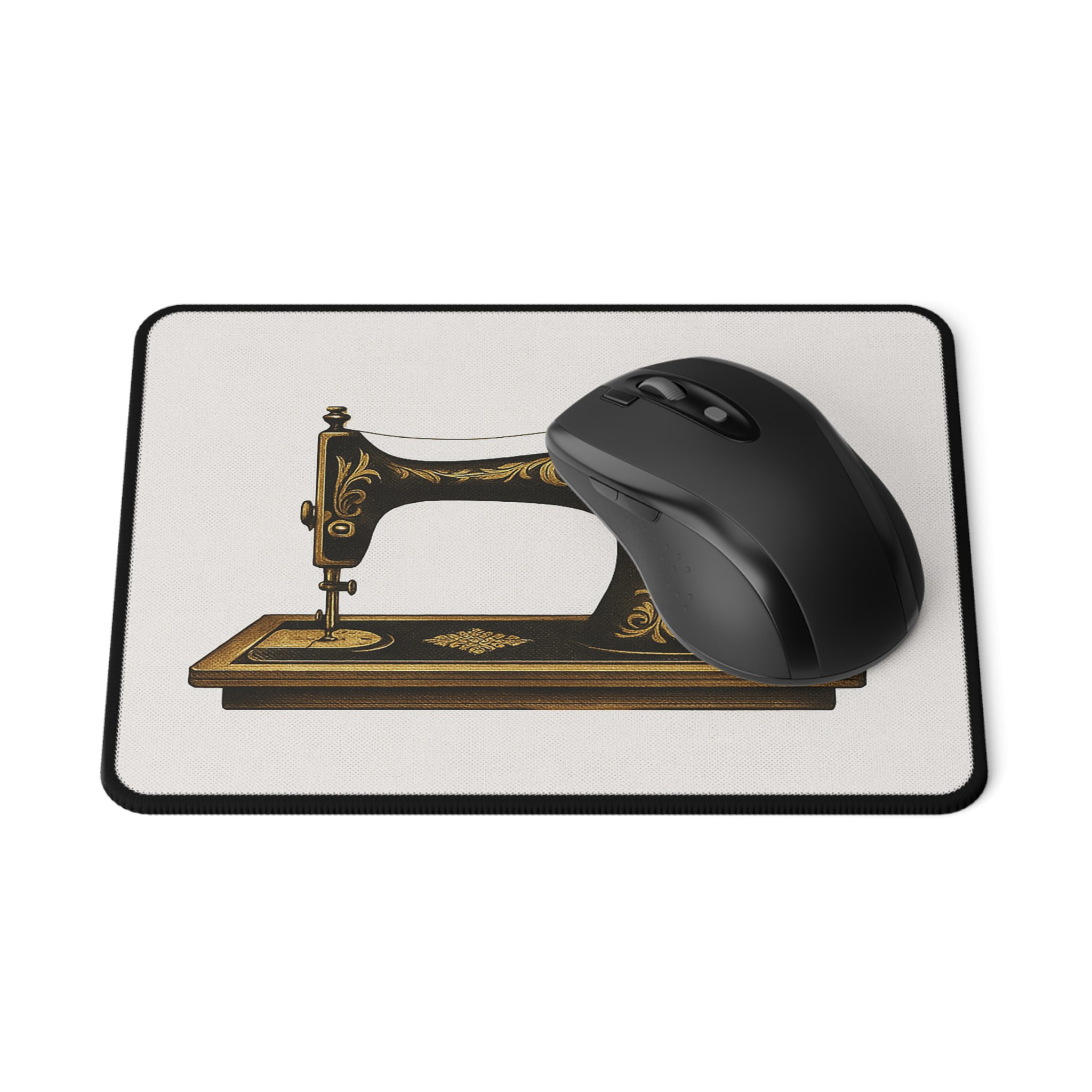 Sewing Mouse Mat – Minimalist Gold Vintage Machine Design, Classy Gift for Quilters & Sewing Lovers - Image 2