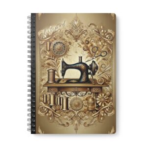 Ornate Gold Sewing Machine – Vintage Gold Sewing Notebook by T Larkin
