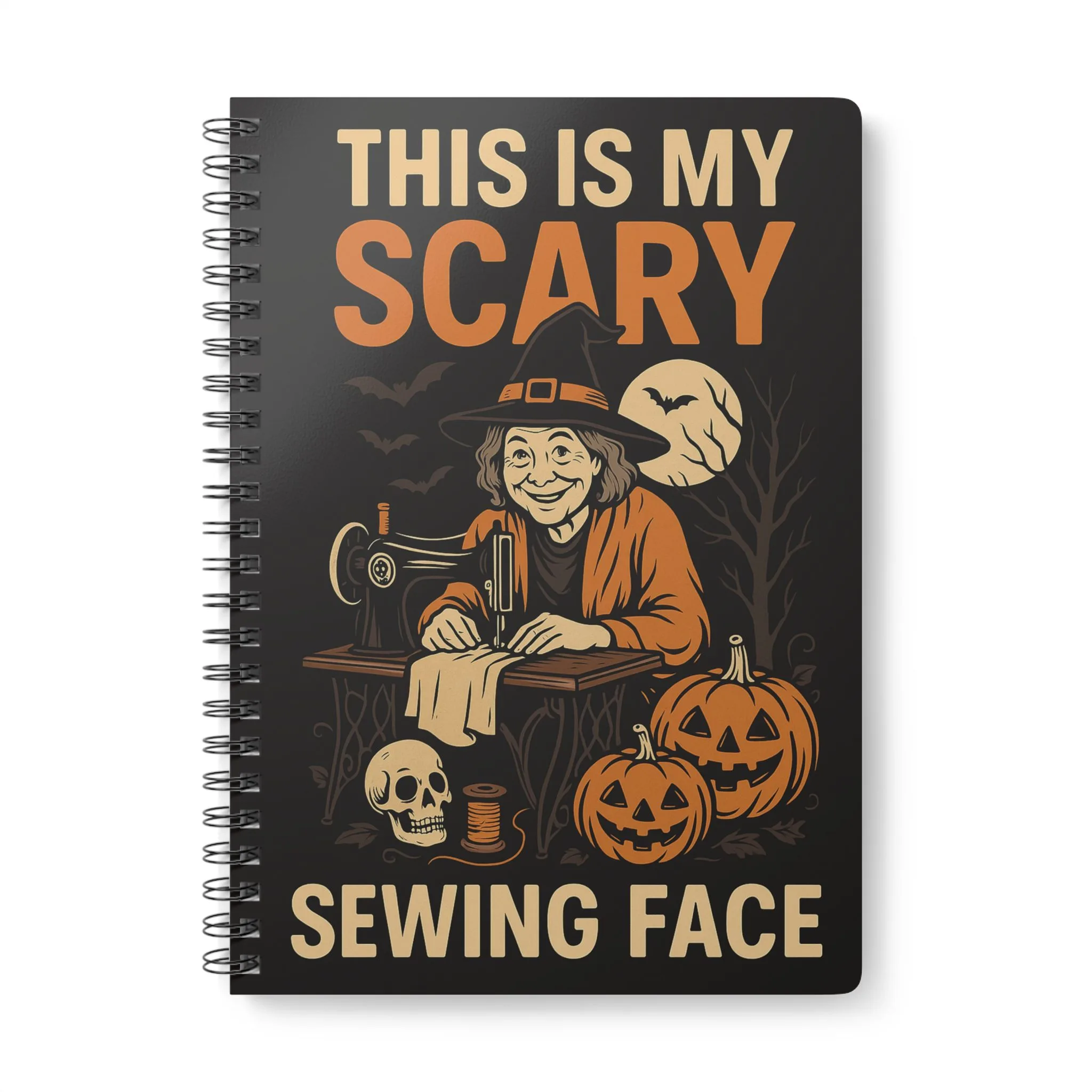 This Is My Scary Sewing Face Halloween Sewing Notebook by T Larkin