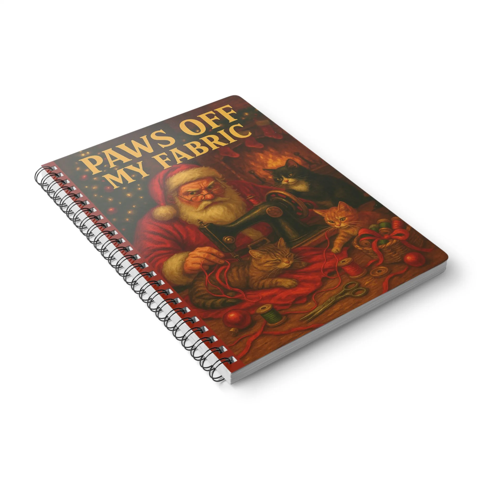Funny Sewing Journal - Paws Off My Fabric Christmas Notebook Gift for Quilters and Sewing Lovers - Image 4