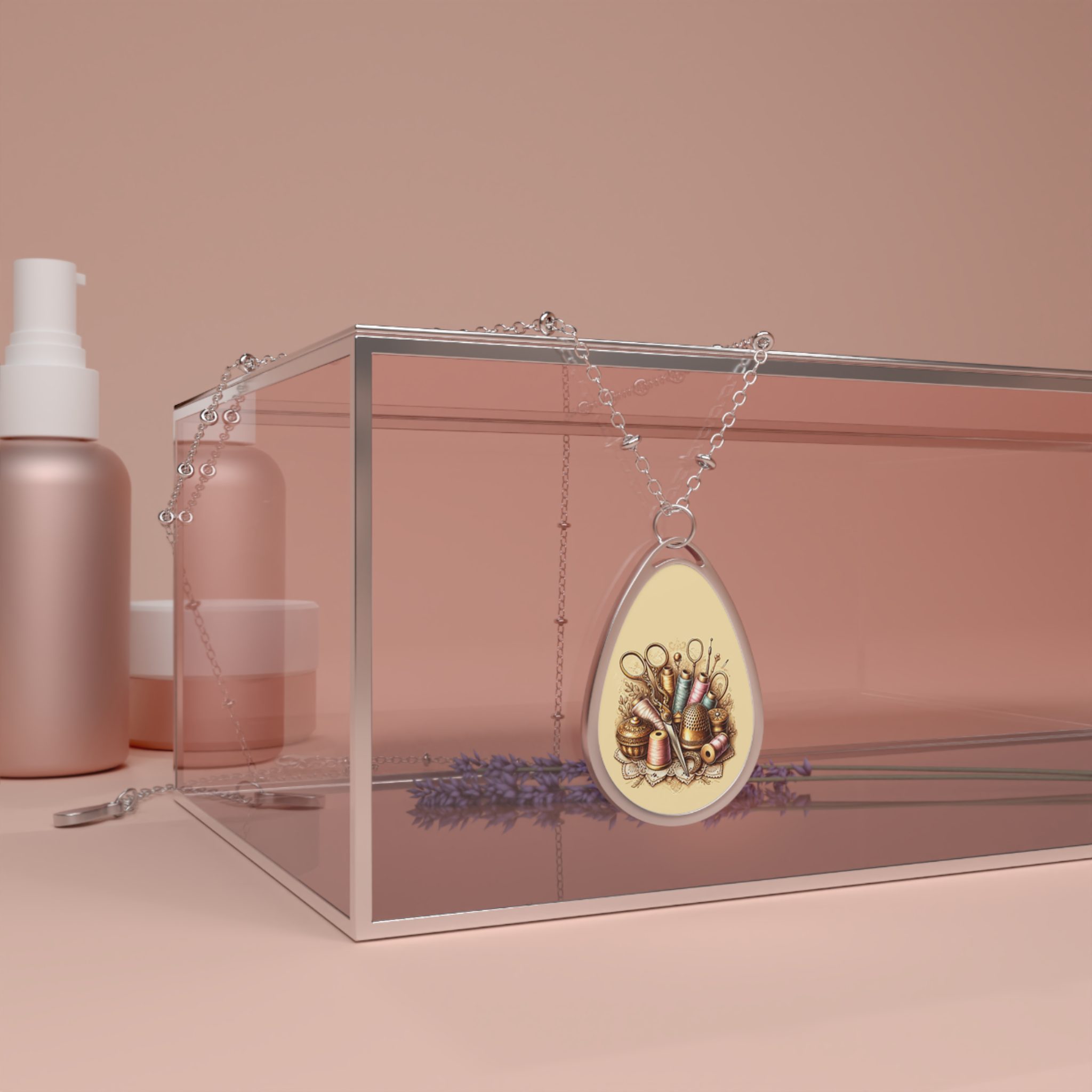 Sewing Necklace – Vintage Sewing Tools Pendant, Unique Jewelry Gift for Quilters and Sewing Lovers - Image 4