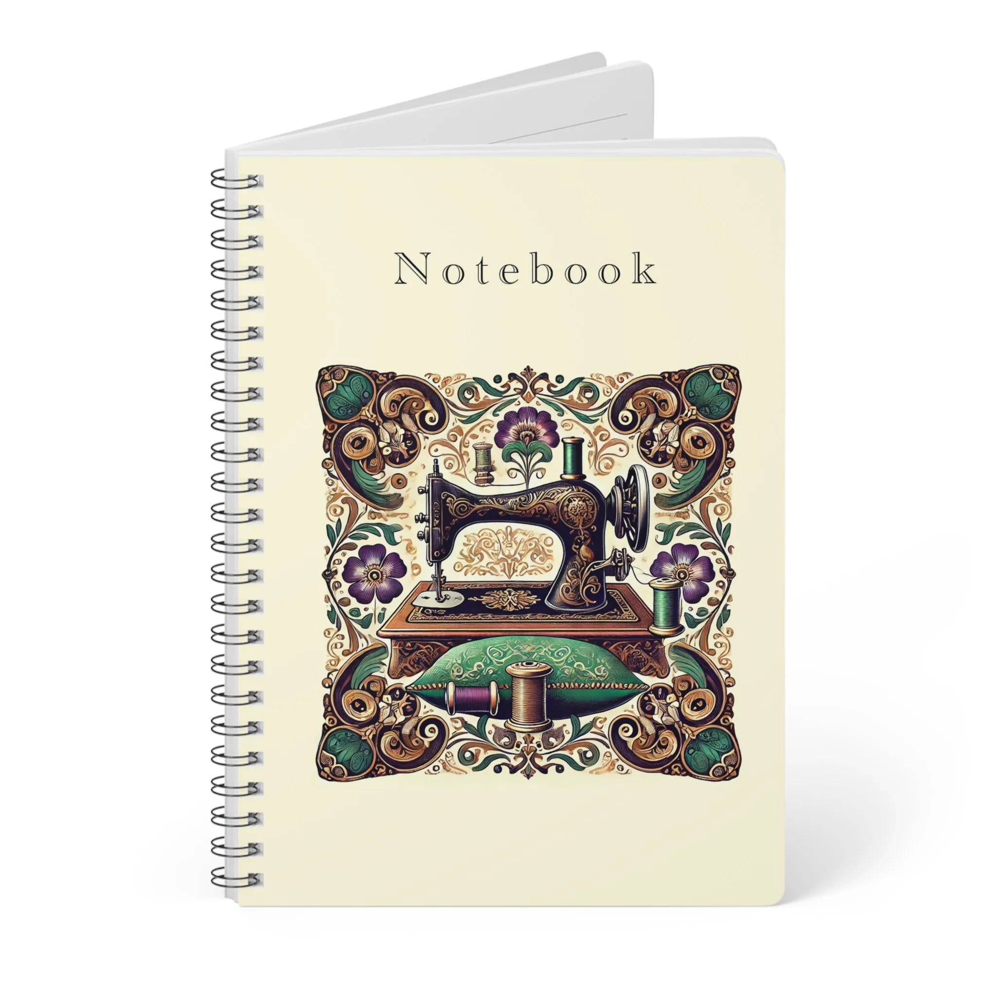 Ornate Sewing Machine Notebook - Vintage Floral Sewing Journal for Quilters and sewists - Image 3