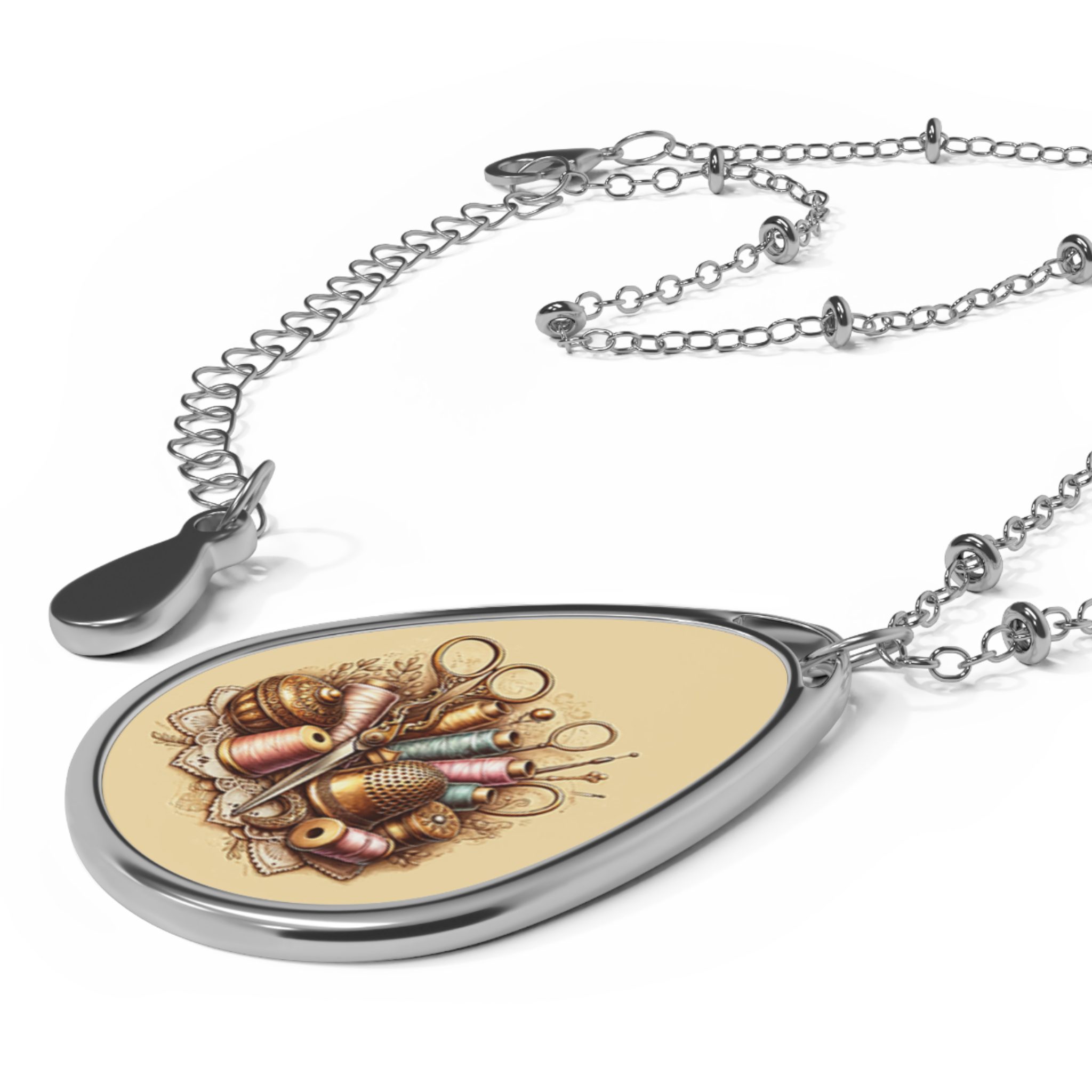 Sewing Necklace – Vintage Sewing Tools Pendant, Unique Jewelry Gift for Quilters and Sewing Lovers - Image 3