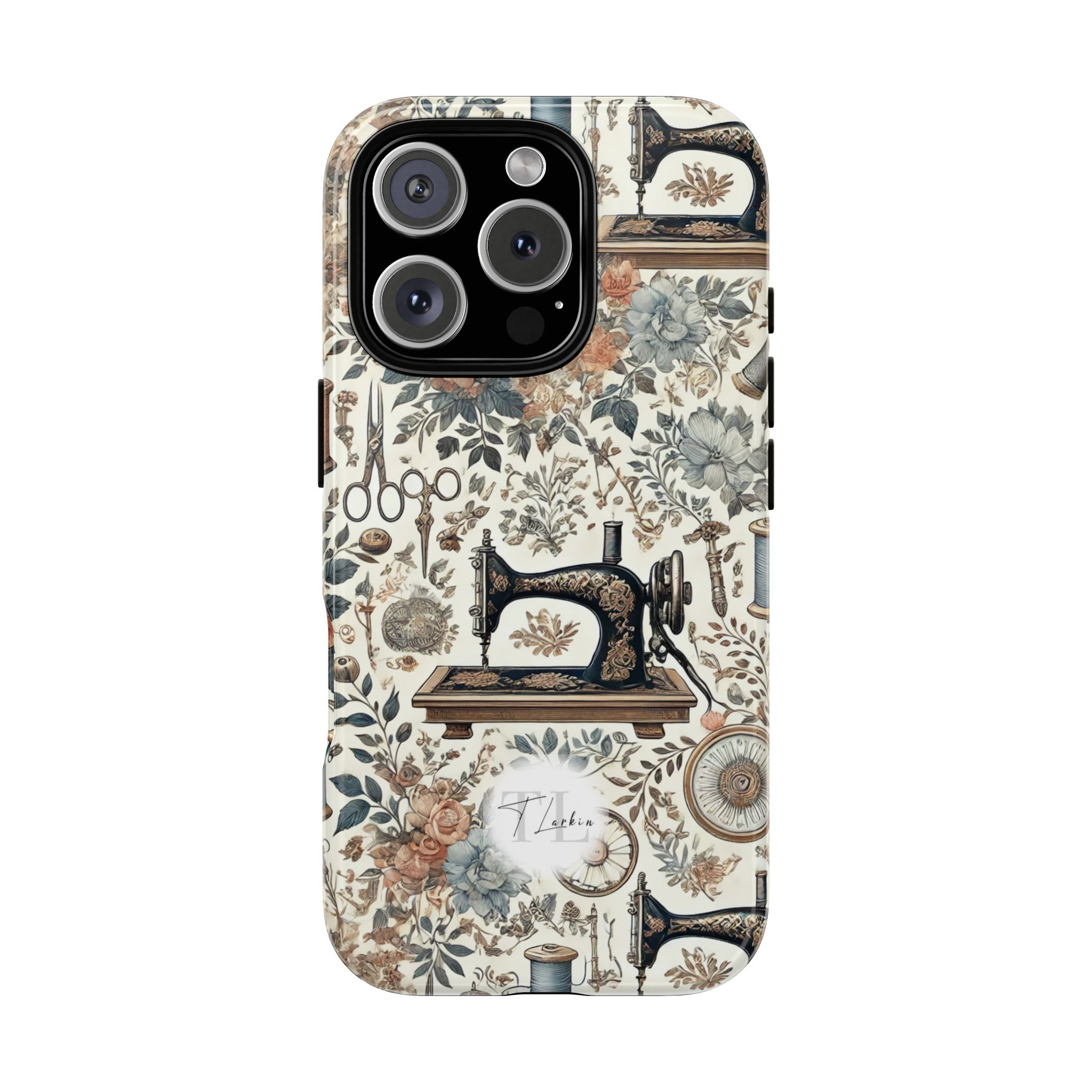 Vintage floral sewing machine phone case design | By T Larkin